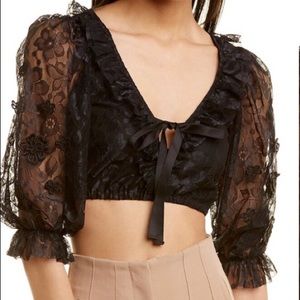 For love & lemons lace  cropped top Color Black Size L NWT